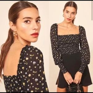 Reformation Top | Smocked Floral Print in Freesia